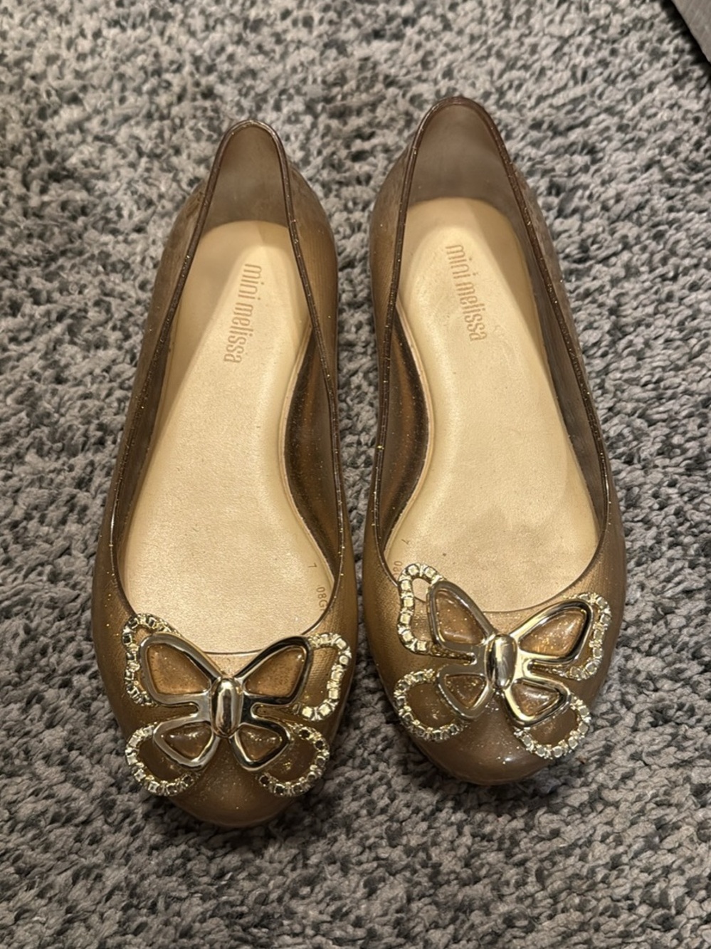 Mini Melissa Metallic Bronze Butterfly‎ Flats